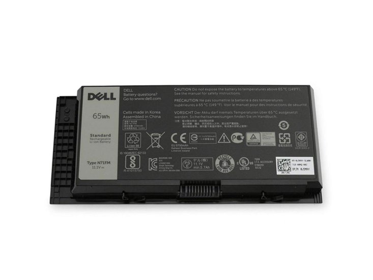 6 Buňky 65Whr Baterie N71FM 5V19F 451-BBGN Dell Precision M4800 P20E - Kliknutím na obrázek zavřete