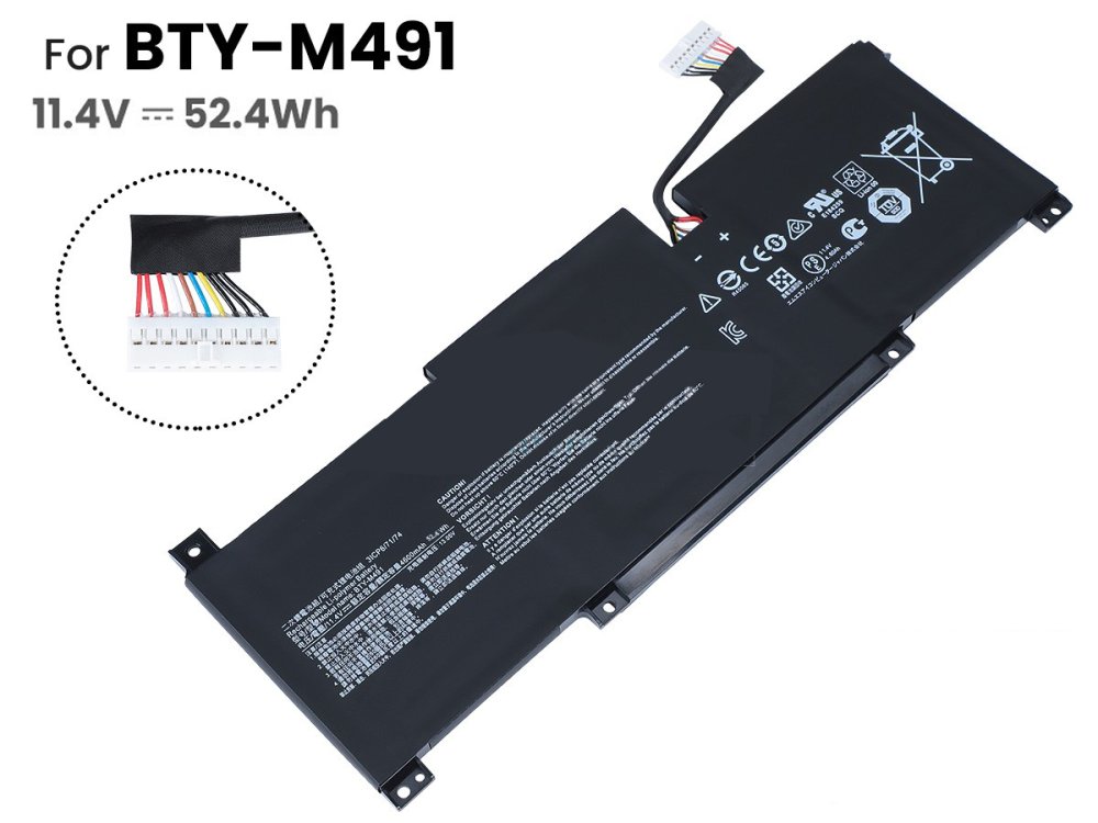 4600mAh 52.4Wh MSI Stealth 15M A11SDK-081FR Baterie