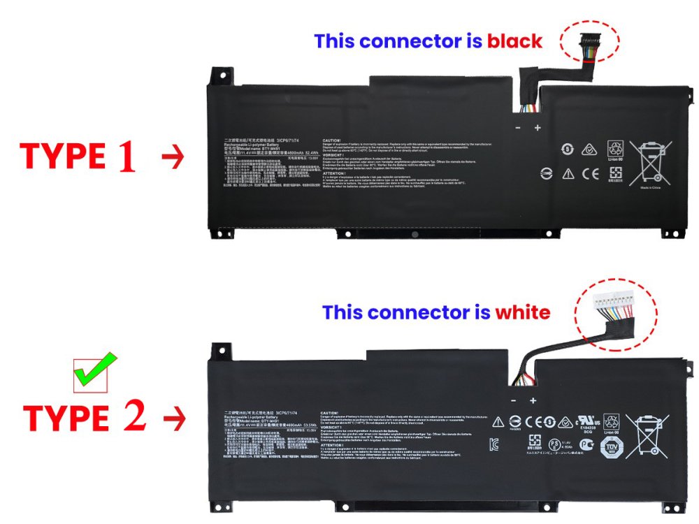 4600mAh 52.4Wh MSI Stealth 15M A11SDK-081FR Baterie