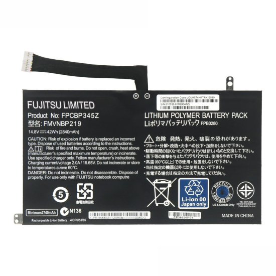 Originál 2840mAh 42Wh 4Buňky Fujitsu UH572 series Baterie - Kliknutím na obrázek zavřete