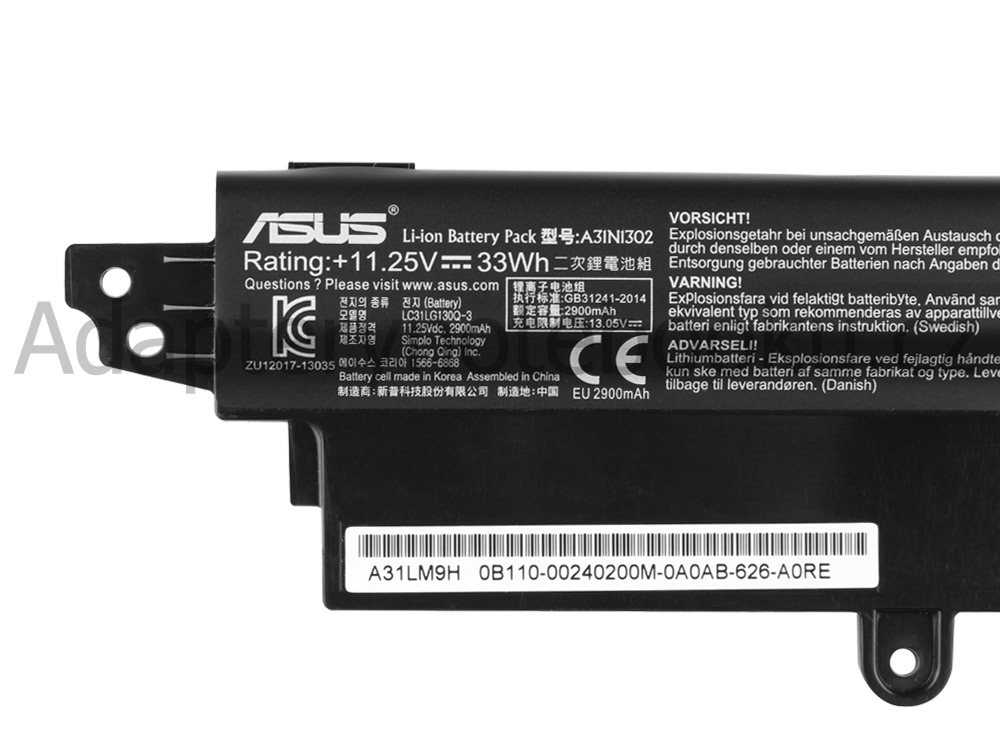 3 Buňky 3300mAh Baterie Asus F200CA-CT135H F200CA-CT141H F200CA-CT142H