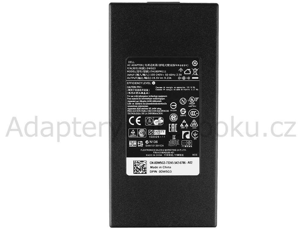 Originál 180W Štíhlý AC Adaptér Nabíječka Dell 078X5J + Volný Kabel