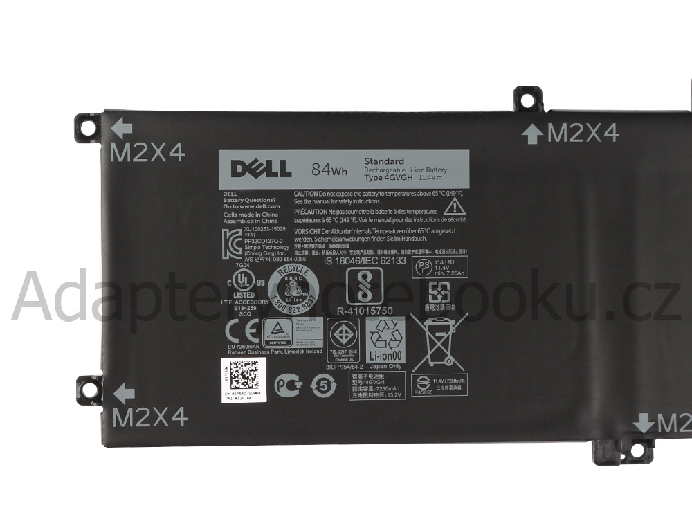 Originál 7600mAh 84Whr 6-Buňky Baterie Dell XPS 15 9550