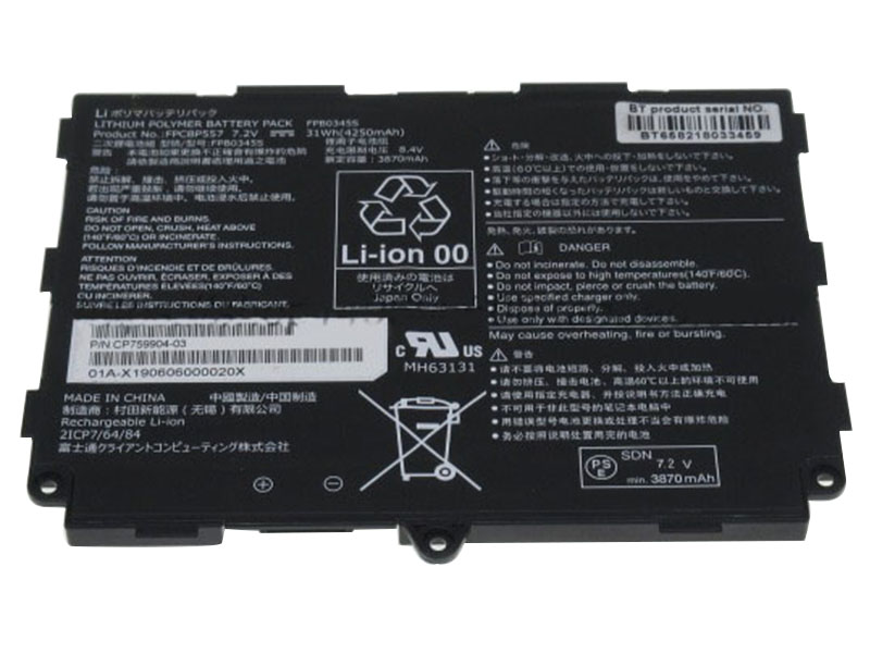 4250mAh 31Wh 2 Buňky Fujitsu CP759904-03 Baterie