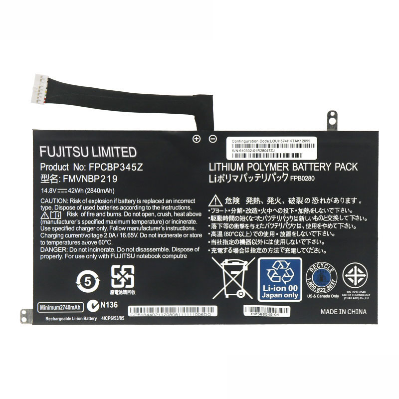 Originál 2840mAh 42Wh 4Buňky Fujitsu FPB0280 Baterie