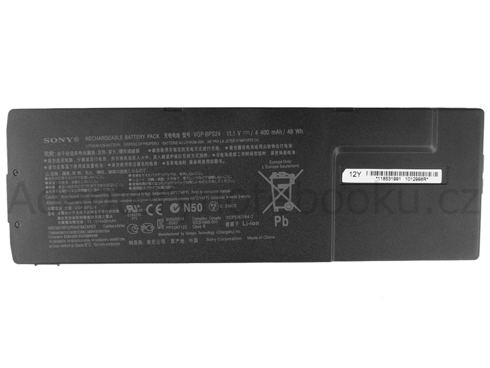 Originál 4400mAh 49Whr 6 Buňky Sony Vaio SVS1511DGXB Baterie