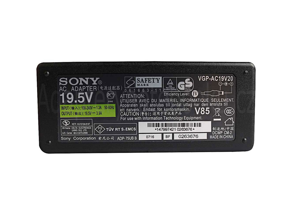 Originál 75W AC Adaptér Nabíječka Sony Vaio VGN-CS110DQ VGN-CS230JP