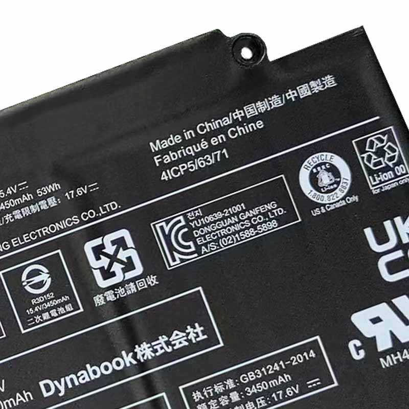 Originál 3450mAh 53Wh Toshiba Dynabook Tecra A40-J-10A Baterie